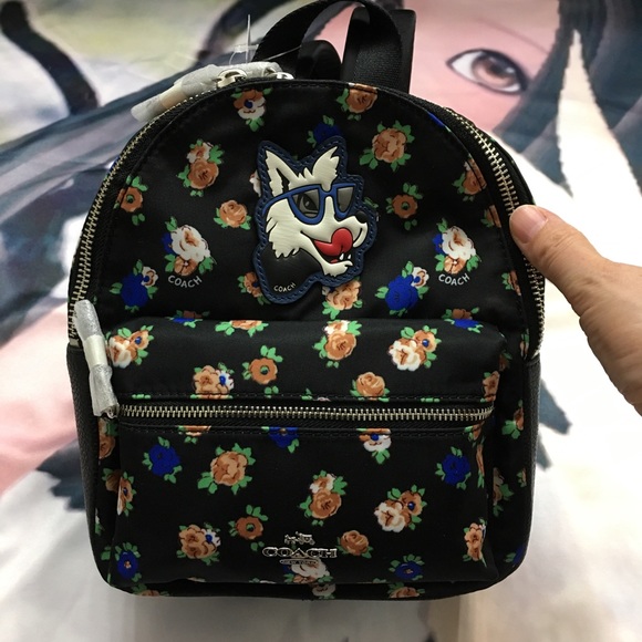 NWT COACH Mini Rose Print Backpack - Picture 1 of 16
